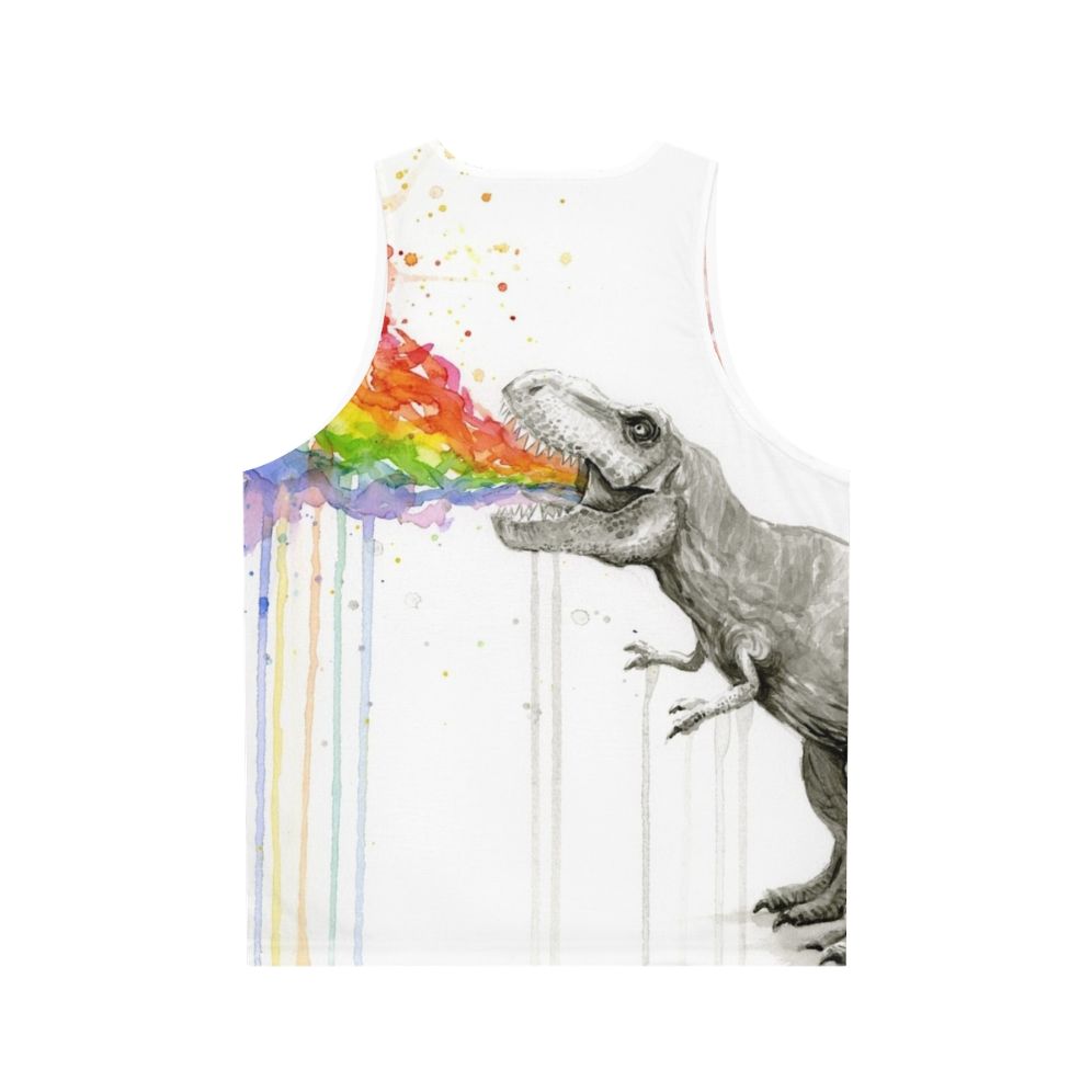 Dinosaur rainbow watercolor unisex tank top - Back