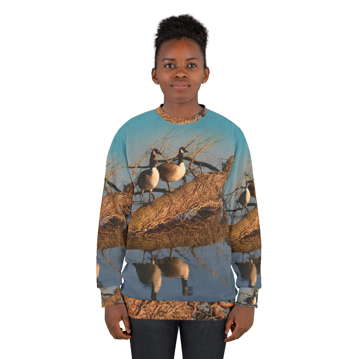 Geese at the lake nature sweatshirt - women