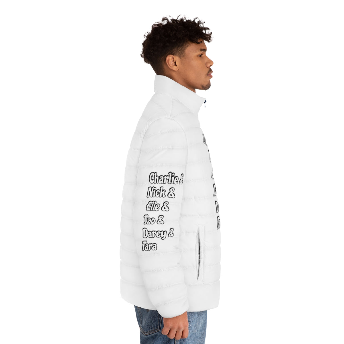 Heartstopper character names puffer jacket featuring fan favorite characters - men side right