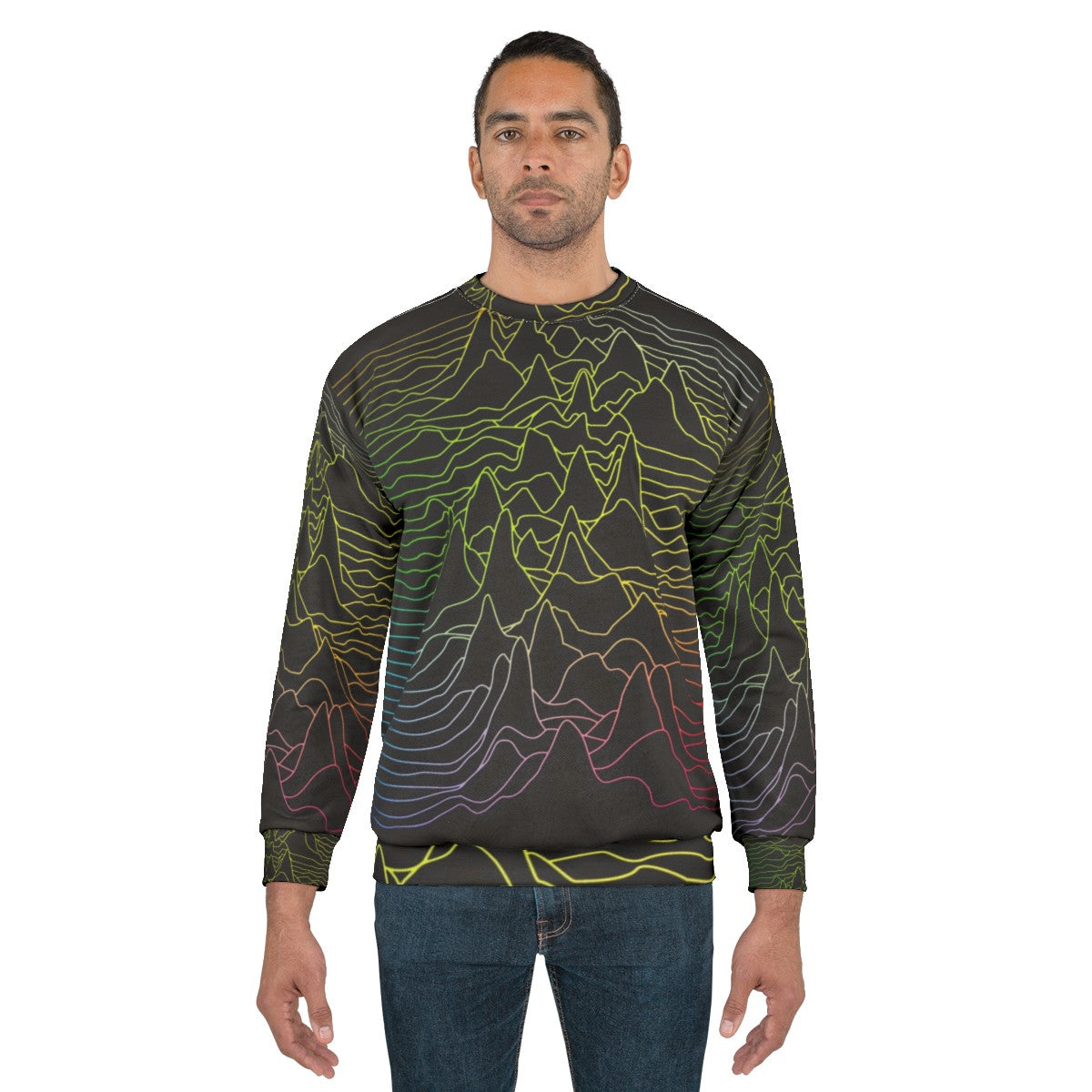 Minimalist sound wave graphic design on a cozy sweatshirt - men