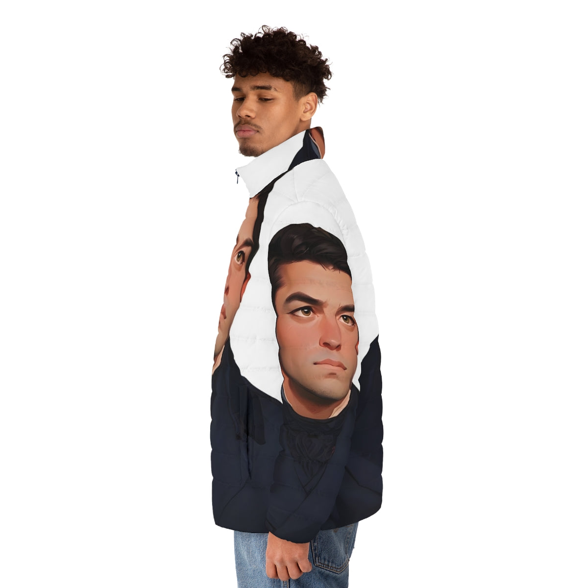 Bridgerton inspired Anthony Bridgerton puffer jacket with fanart design - men side left