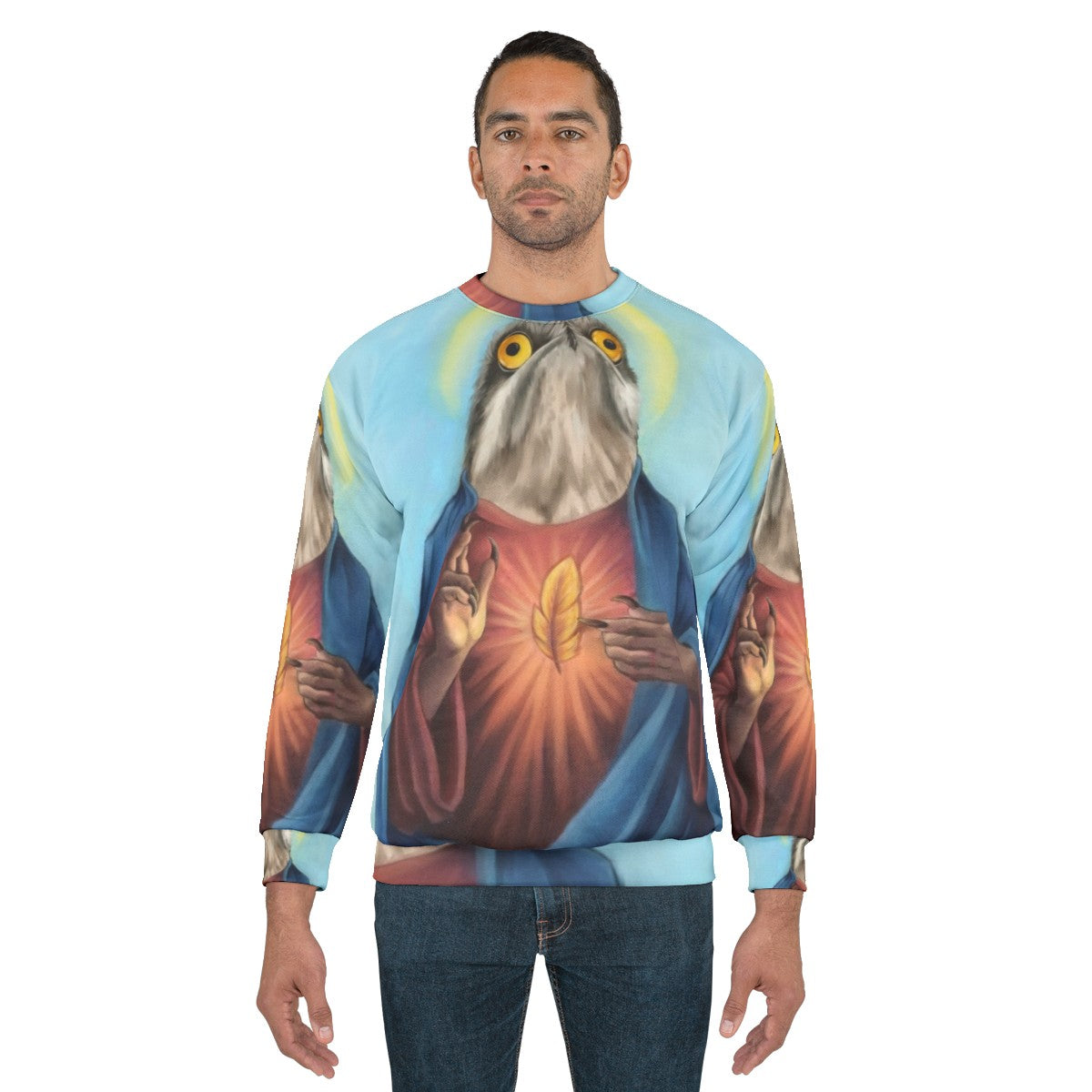 Potoo Bird Sweatshirt featuring unique bird art design - men