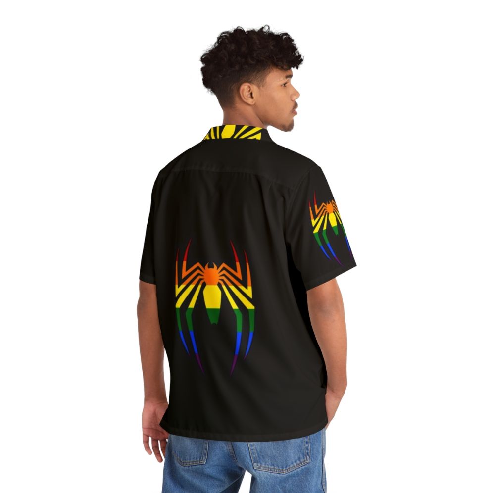 Spider Symbol Rainbow Hawaiian Shirt - Superhero, Gaming, Comic Book Inspired Design - People Back