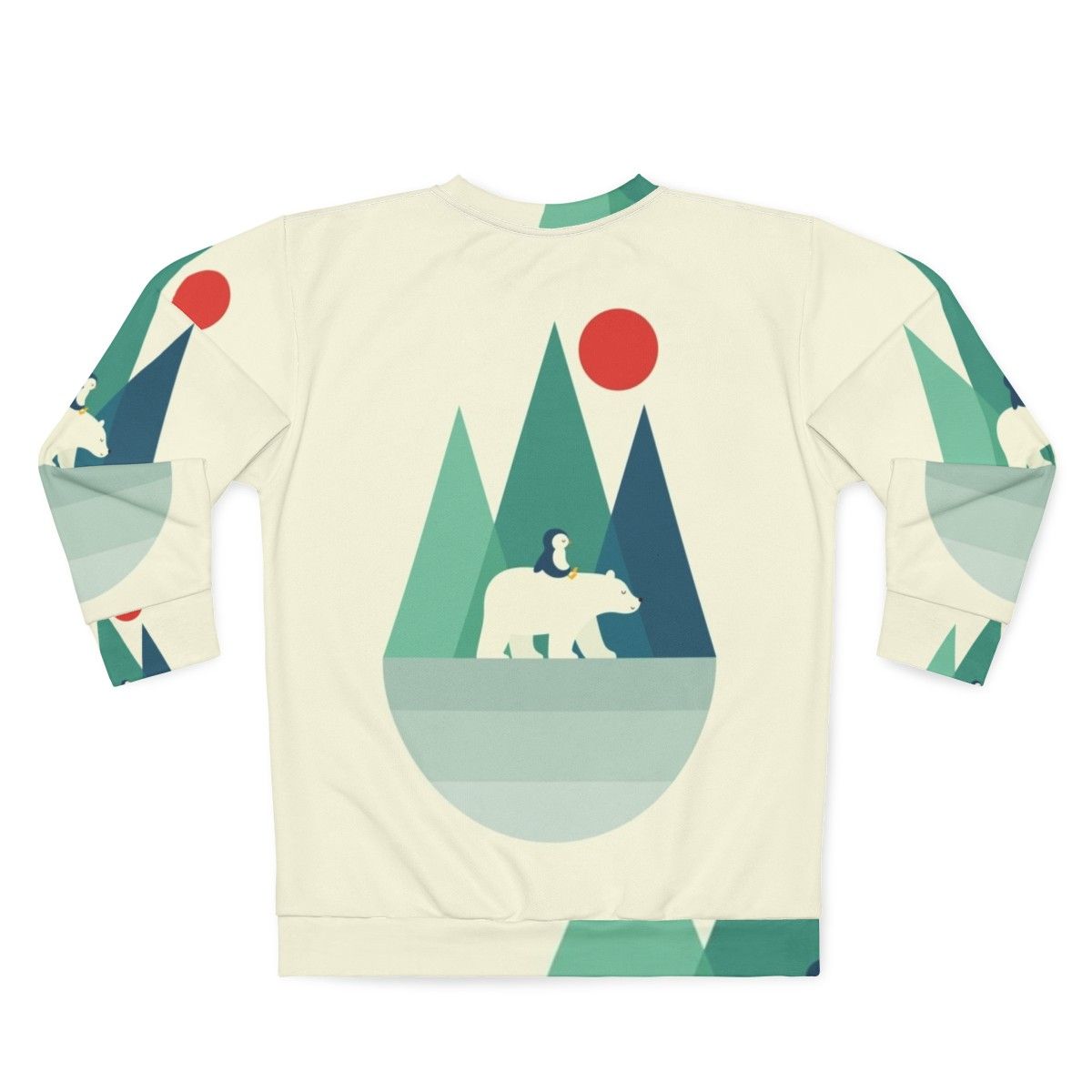 Polar bear geometric design on cozy winter sweatshirt - Back