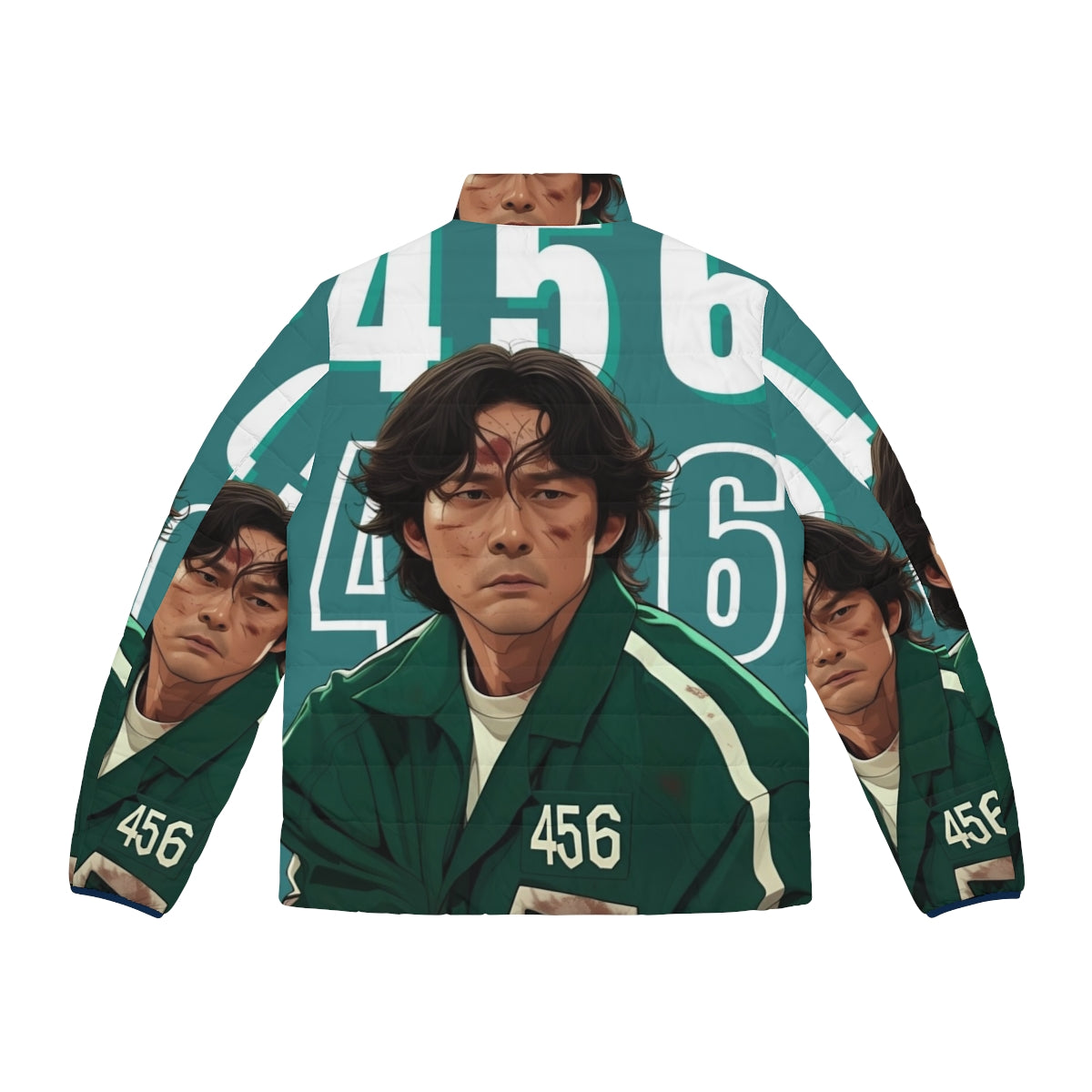 Squid Game Player 456 Seong Gi Hun Puffer Jacket, Officially Licensed Squid Game Merchandise - Back