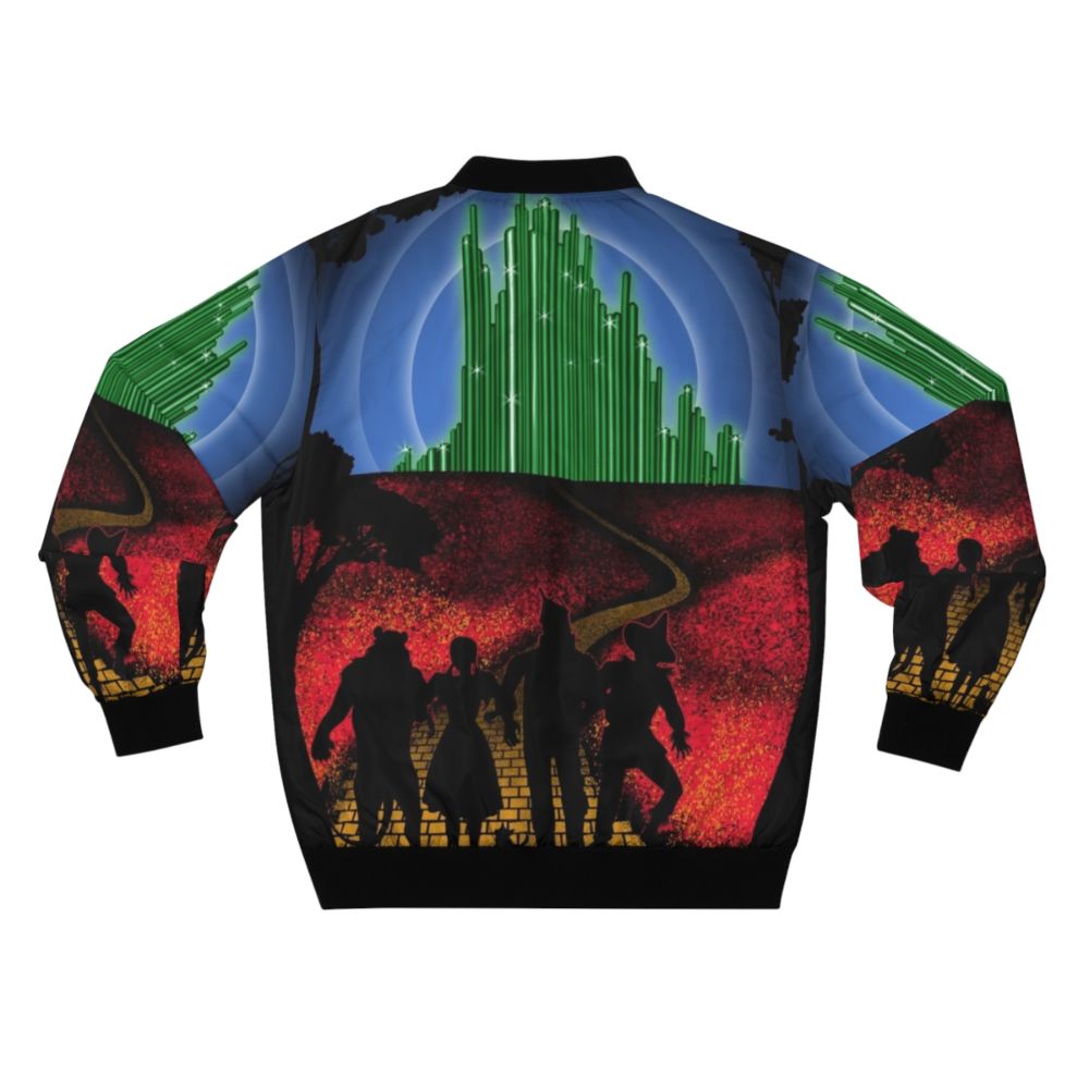 Yellow bomber jacket with Wizard of Oz graphics and text - Back