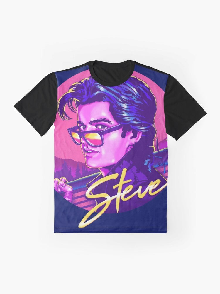 Stranger Things Steve Harrington Funny Graphic T-Shirt - Flat lay