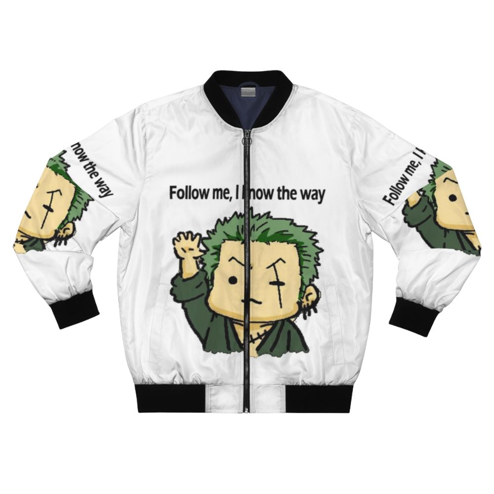 One Piece Roronoa Zoro Active Bomber Jacket featuring the iconic Straw Hat Pirate design