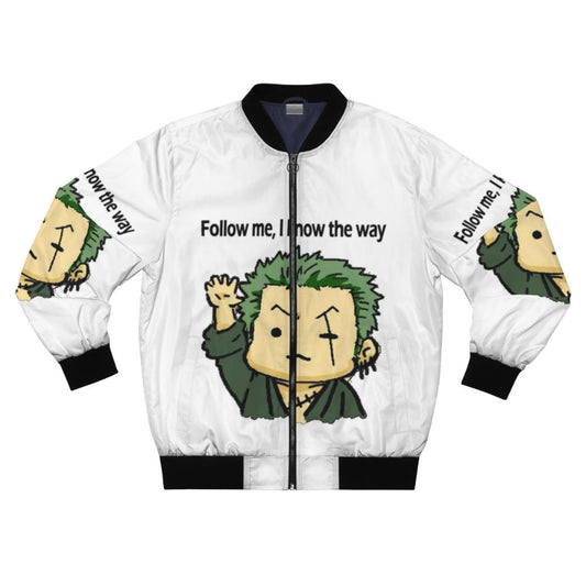 One Piece Roronoa Zoro Active Bomber Jacket featuring the iconic Straw Hat Pirate design