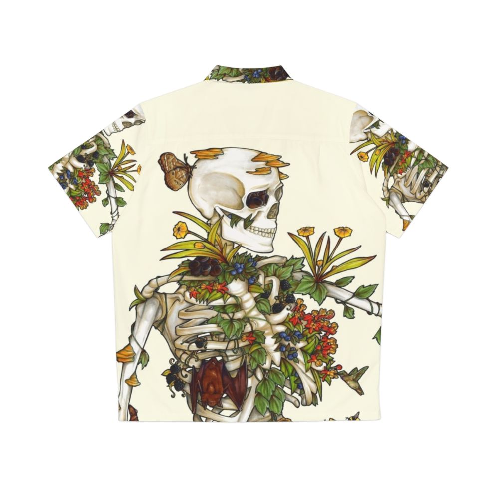 Botanical and skeletal Hawaiian shirt design - Back