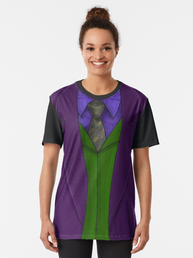 Purple Cosplay Graphic T-Shirt with Joker Costume Design - Women