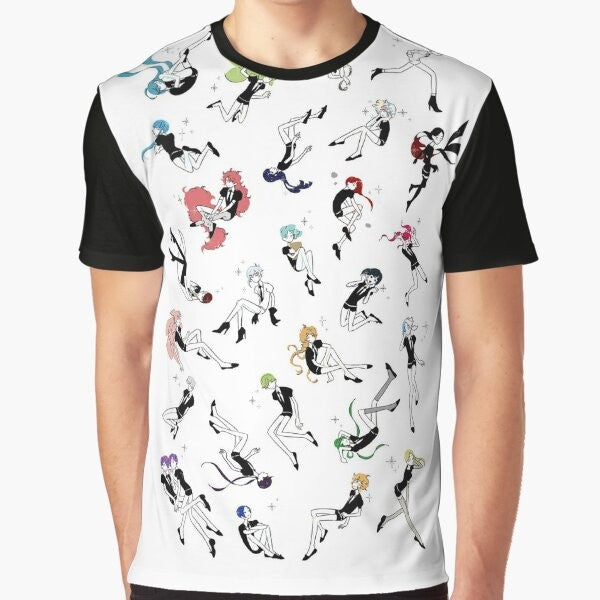 Land of the Lustrous Inspired Graphic T-Shirt with Cute Phos, Phosphophyllite, Diamond, and Cinnabar Characters