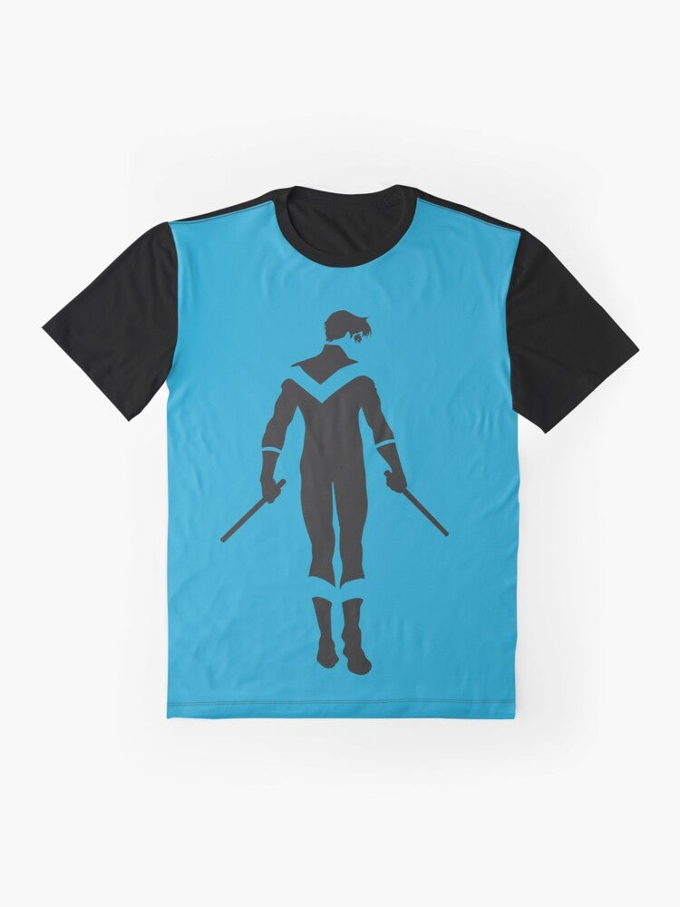 Minimalist Nightwing Graphic T-Shirt featuring Dick Grayson from DC Comics - Flat lay