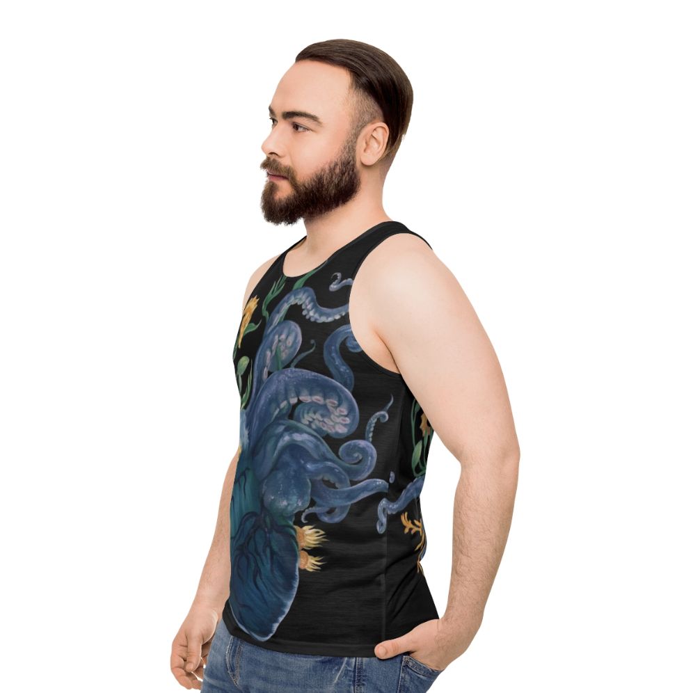 Anatomical heart ocean unisex tank top - men side