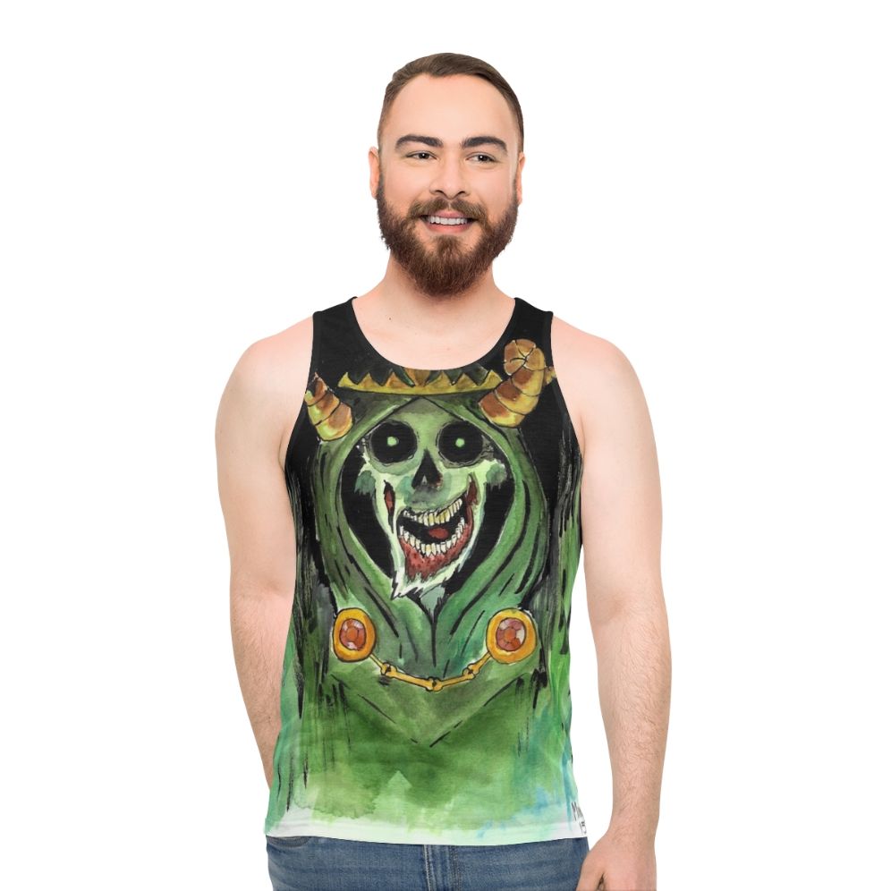 Unisex tank top with lich skull design - men