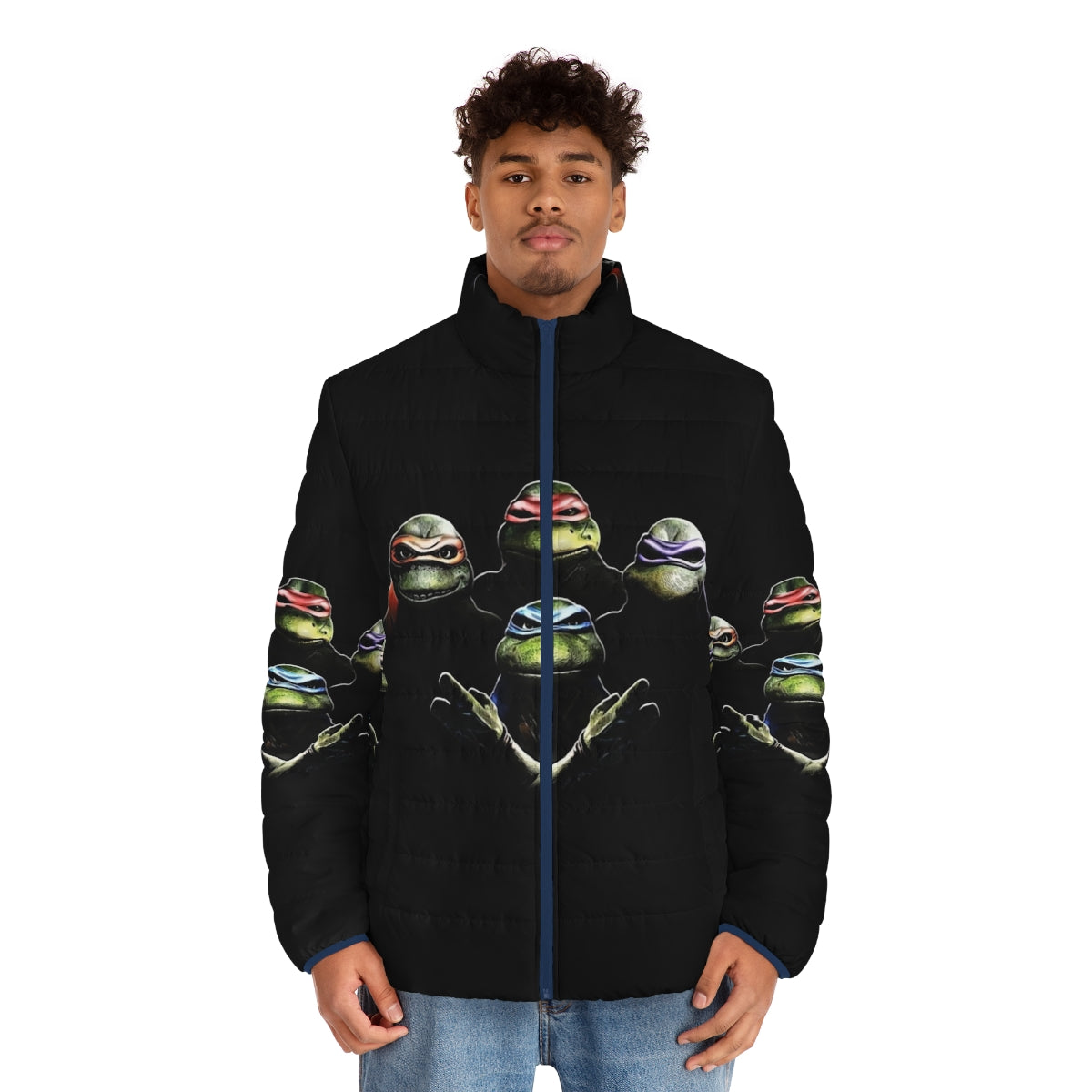 Queen Ninja Turtles TMNT Puffer Jacket featuring stylish teenage mutant turtle design - men front