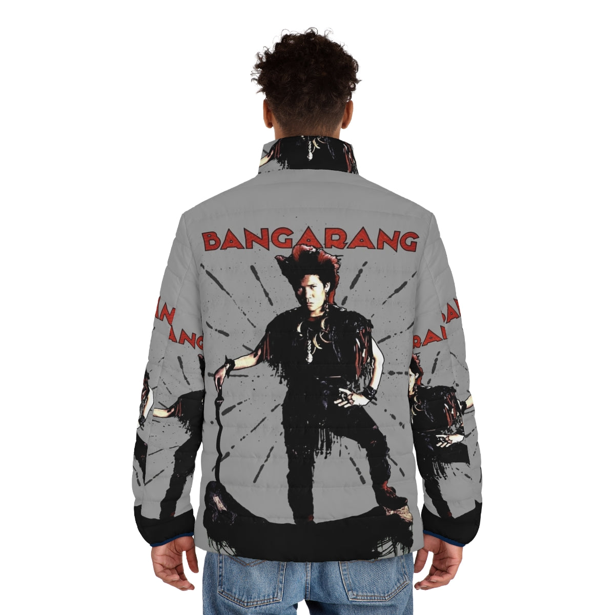 Bangarang Puffer Jacket featuring the iconic Rufio character from the classic 90s movie Hook - men back