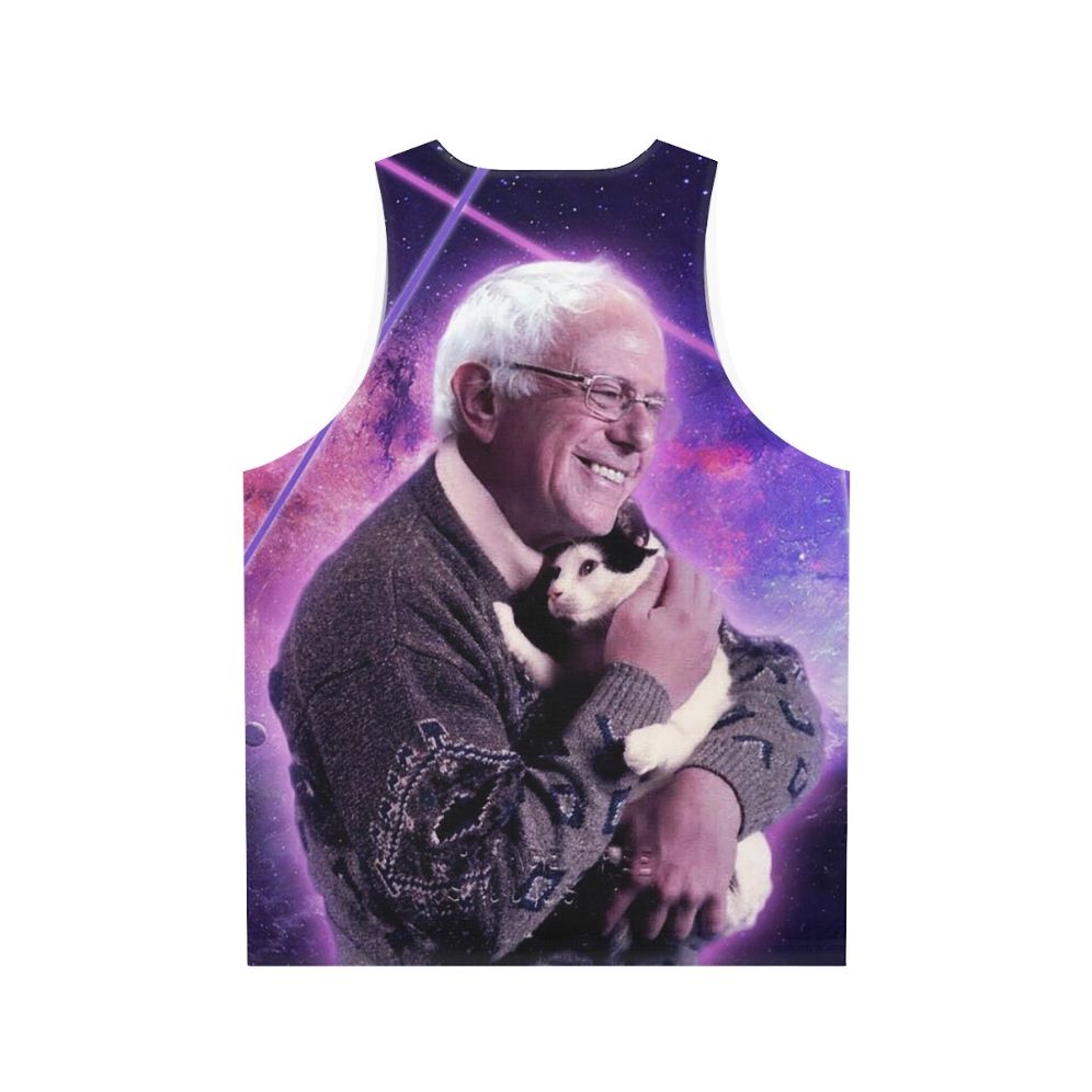 Political Astronaut Cat Halftone Graphic Unisex Tank Top - Back