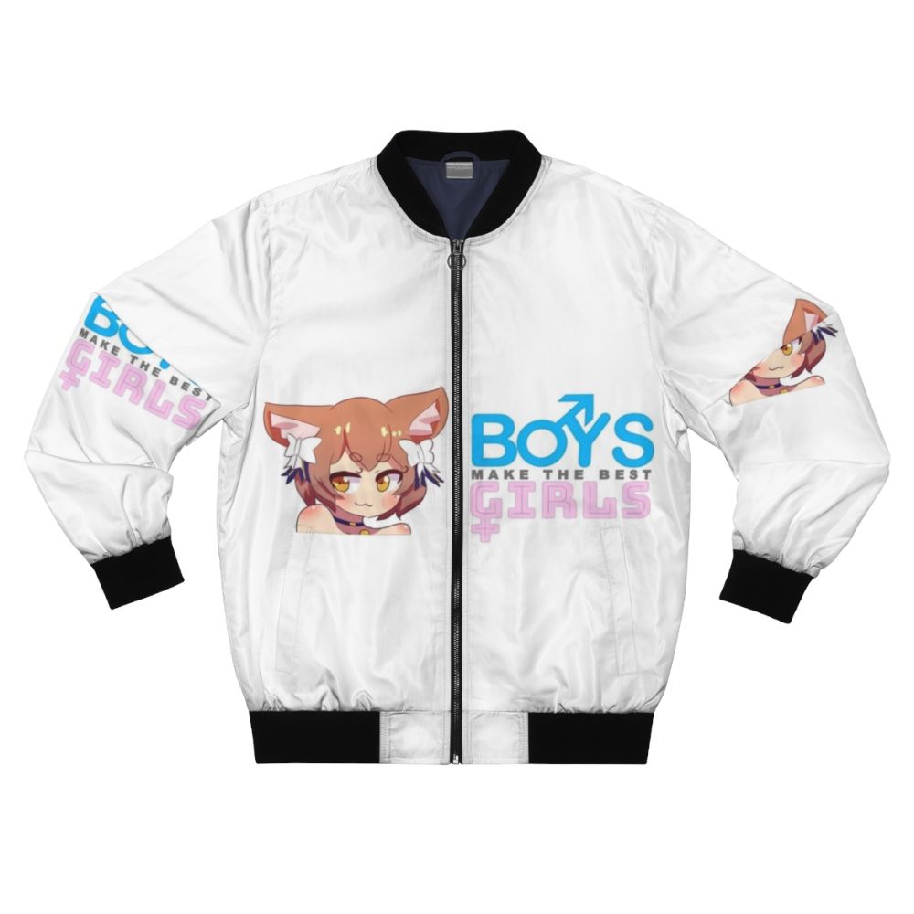 Anime-inspired bomber jacket with "Trap" design featuring Felix Argyle character