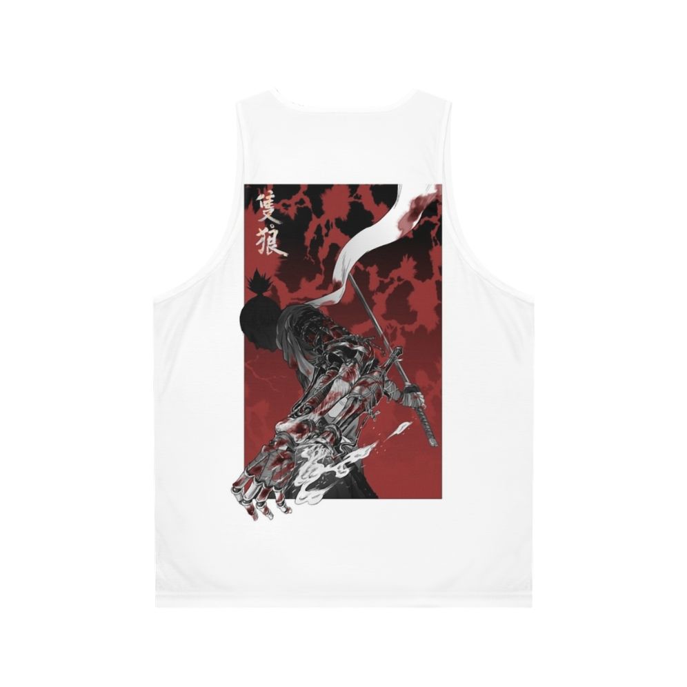 Sekiro Unisex Tank Top Featuring Wolf With Katana - Back