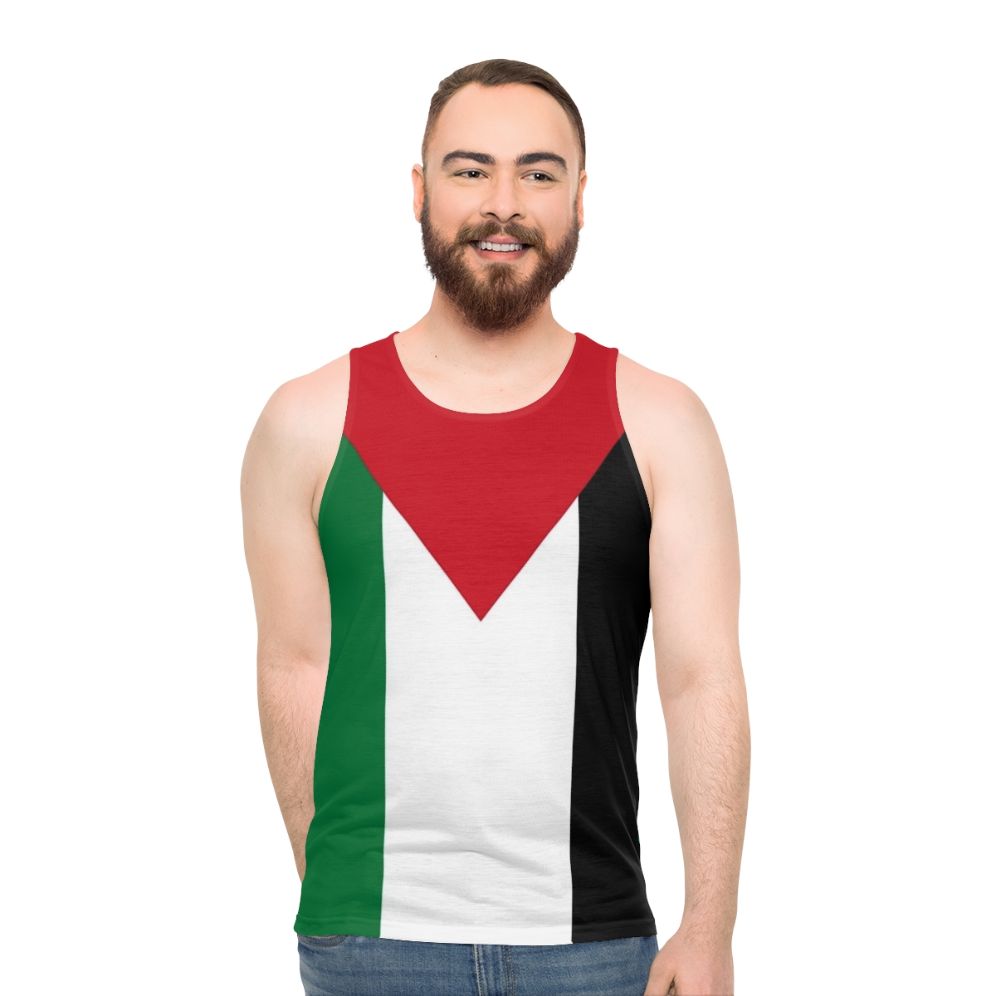 Unisex tank top featuring the flag of Palestine - men