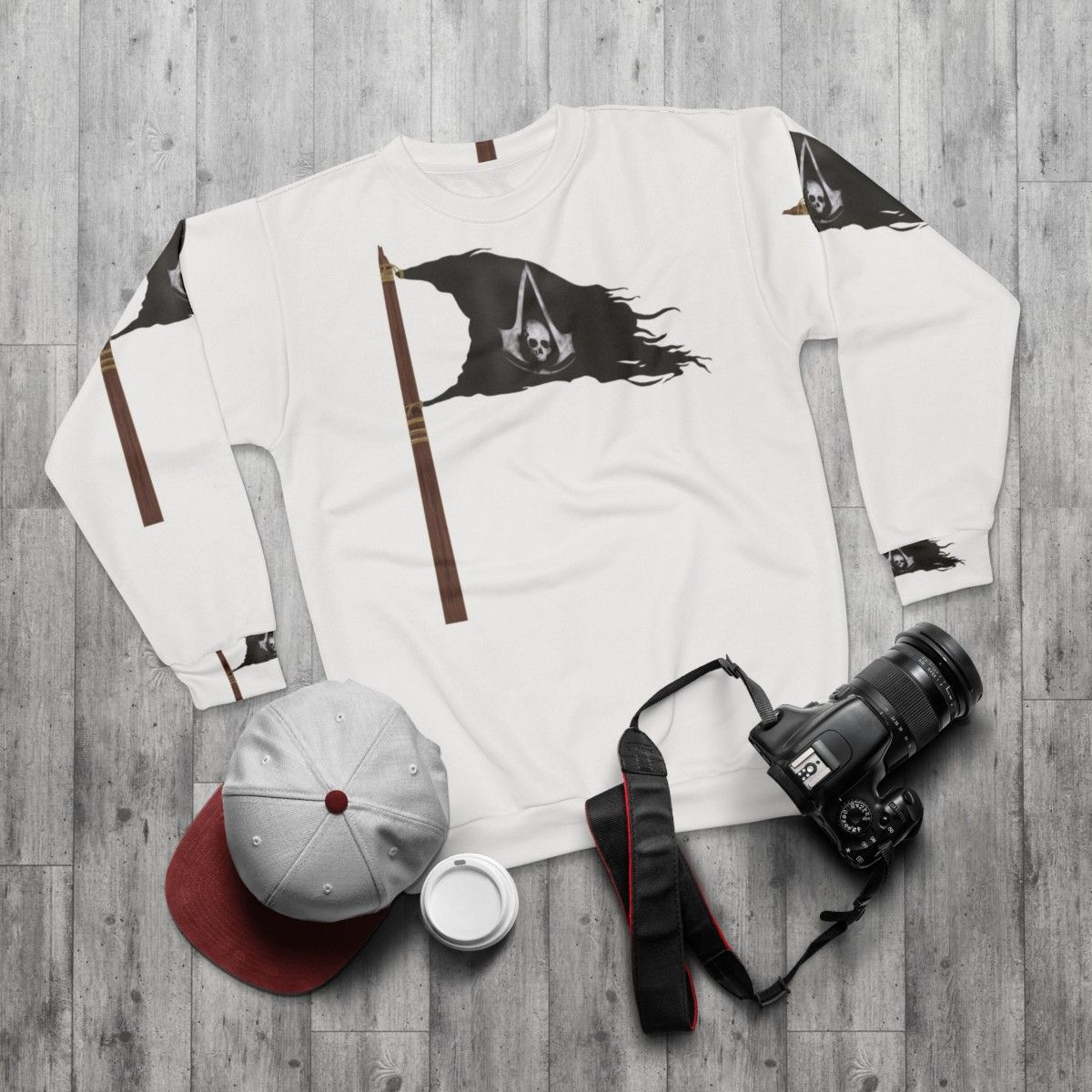 Assassin's Creed Black Flag Pirate Flag Sweatshirt - flat lay