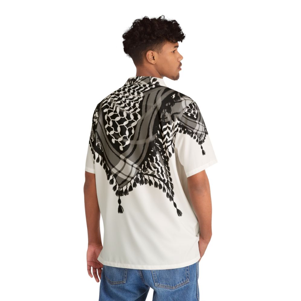 Black and white keffiyeh pattern Hawaiian shirt - People Back