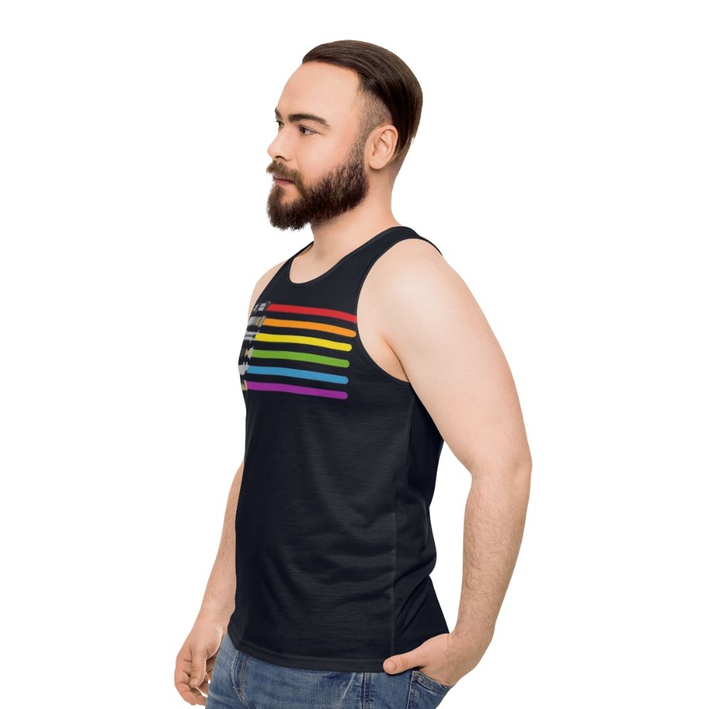 Lightsaber rainbow unisex tank top - men side