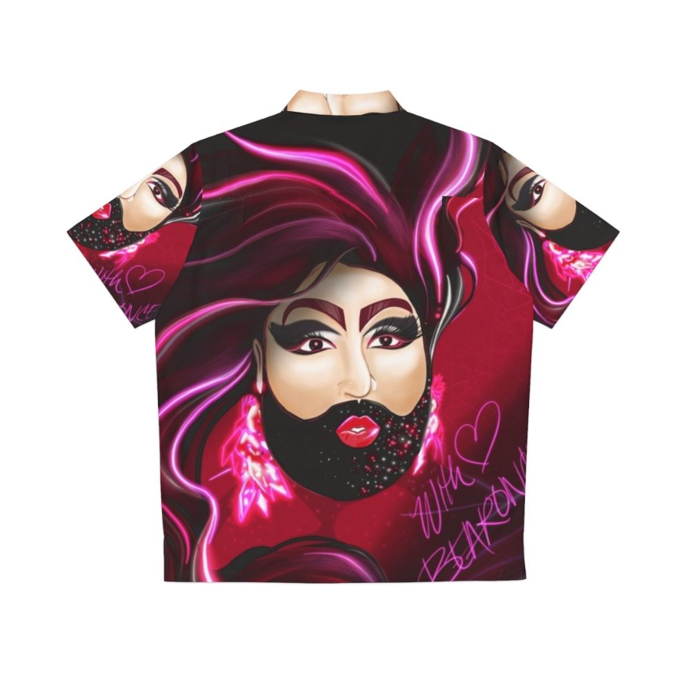 "Bearded Lady Drag Queen Hawaiian Shirt featuring Gay Bear Fan Art" - Back