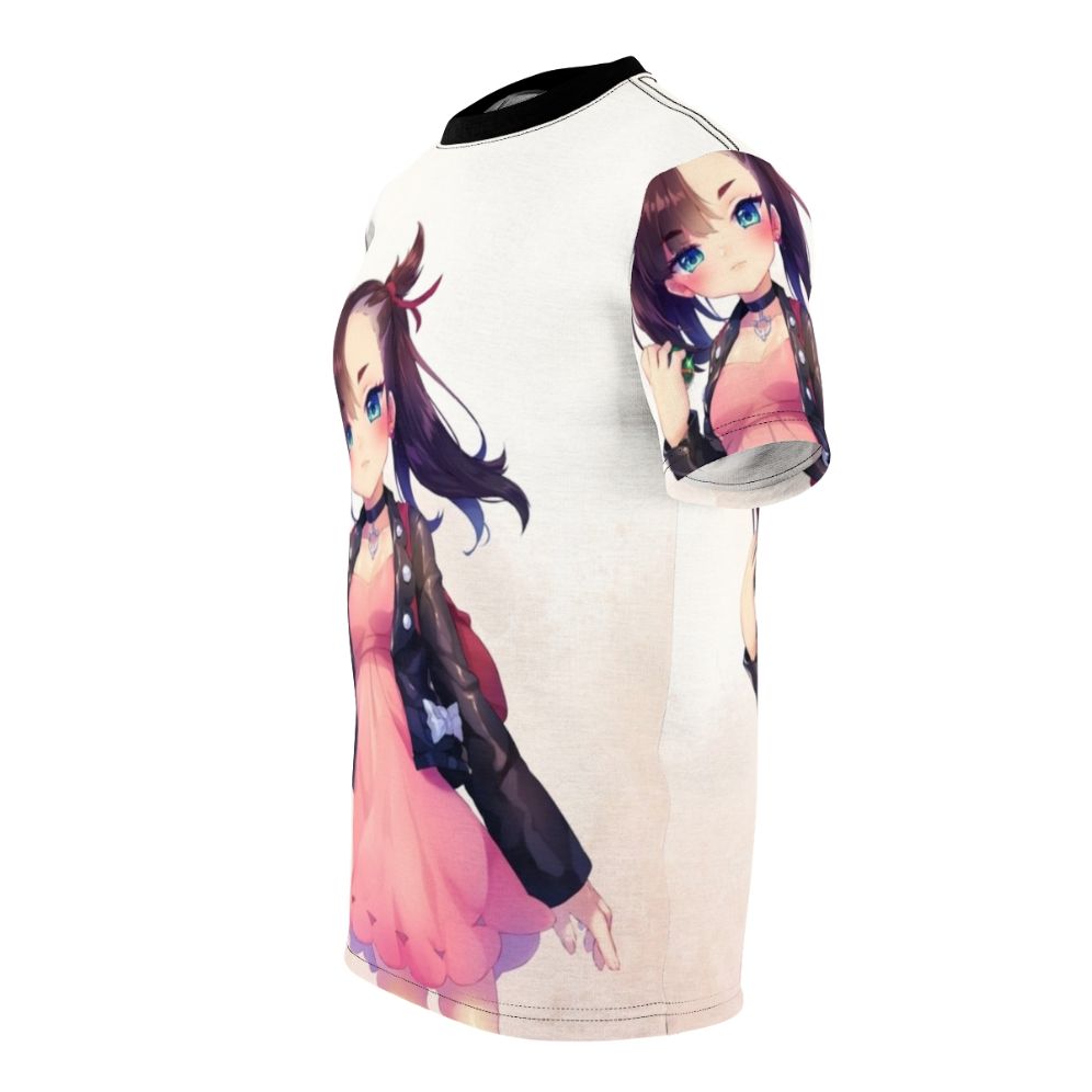 Anime-inspired digital print t-shirt featuring fan art of the Pokemon character Marnie - men left