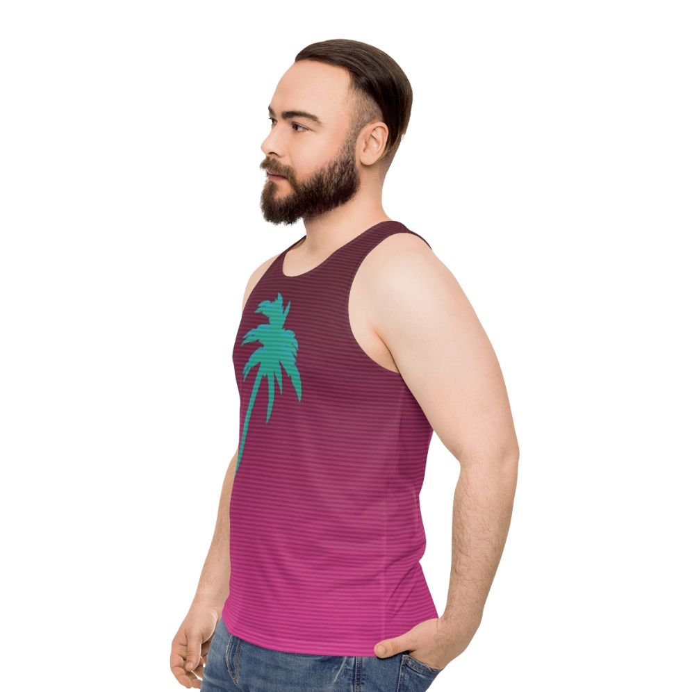 Hotline Miami Palmtree Unisex Tank Top - men side