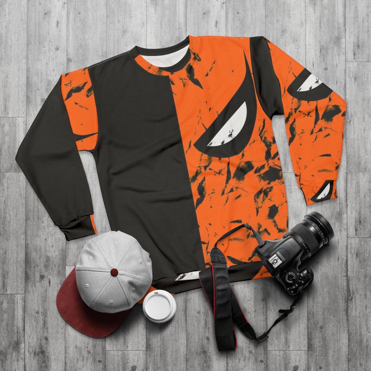 Deathstroke Faded DC Comics Supervillain Sweatshirt - flat lay