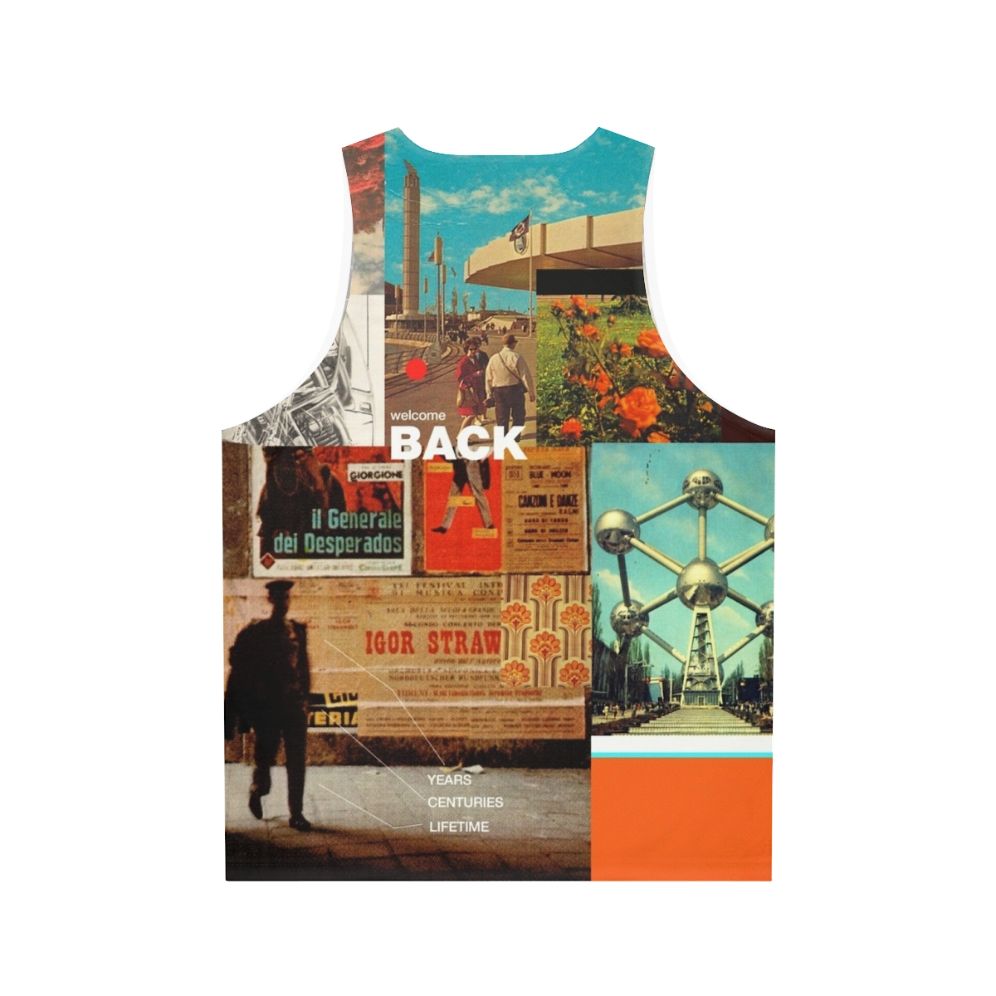 Retro-inspired unisex tank top with collage design - Back