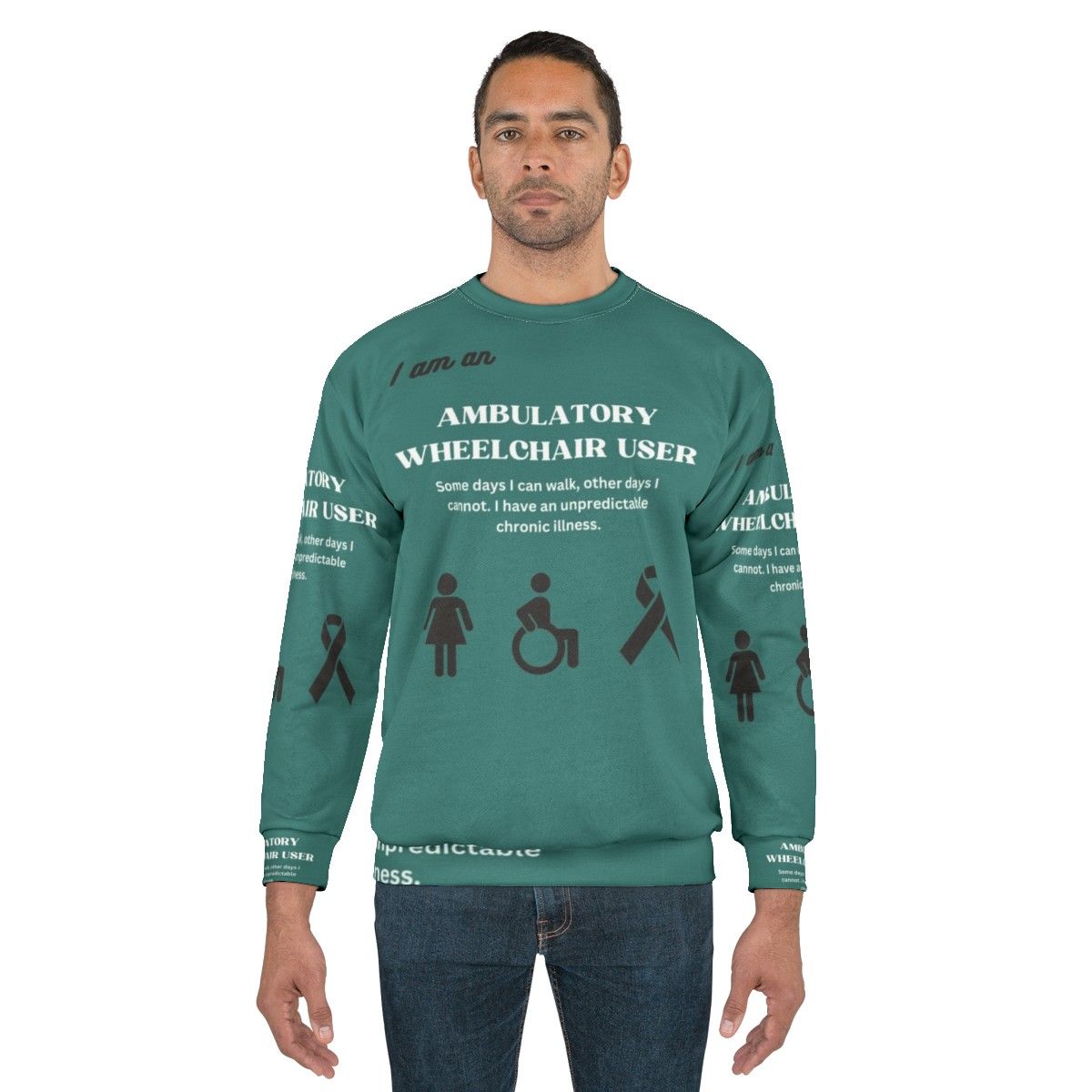 Ambulatory wheelchair user awareness sweatshirt - men