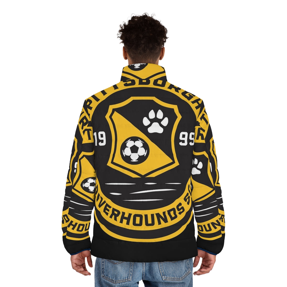 Pittsburgh Riverhounds puffer jacket with team logo - men back