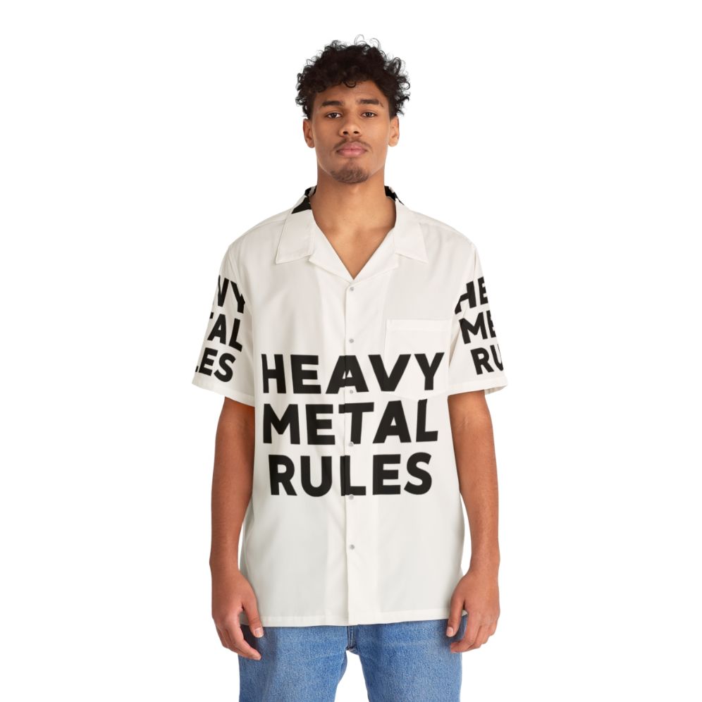 Heavy metal graphic Hawaiian shirt with raglan sleeves - People Front