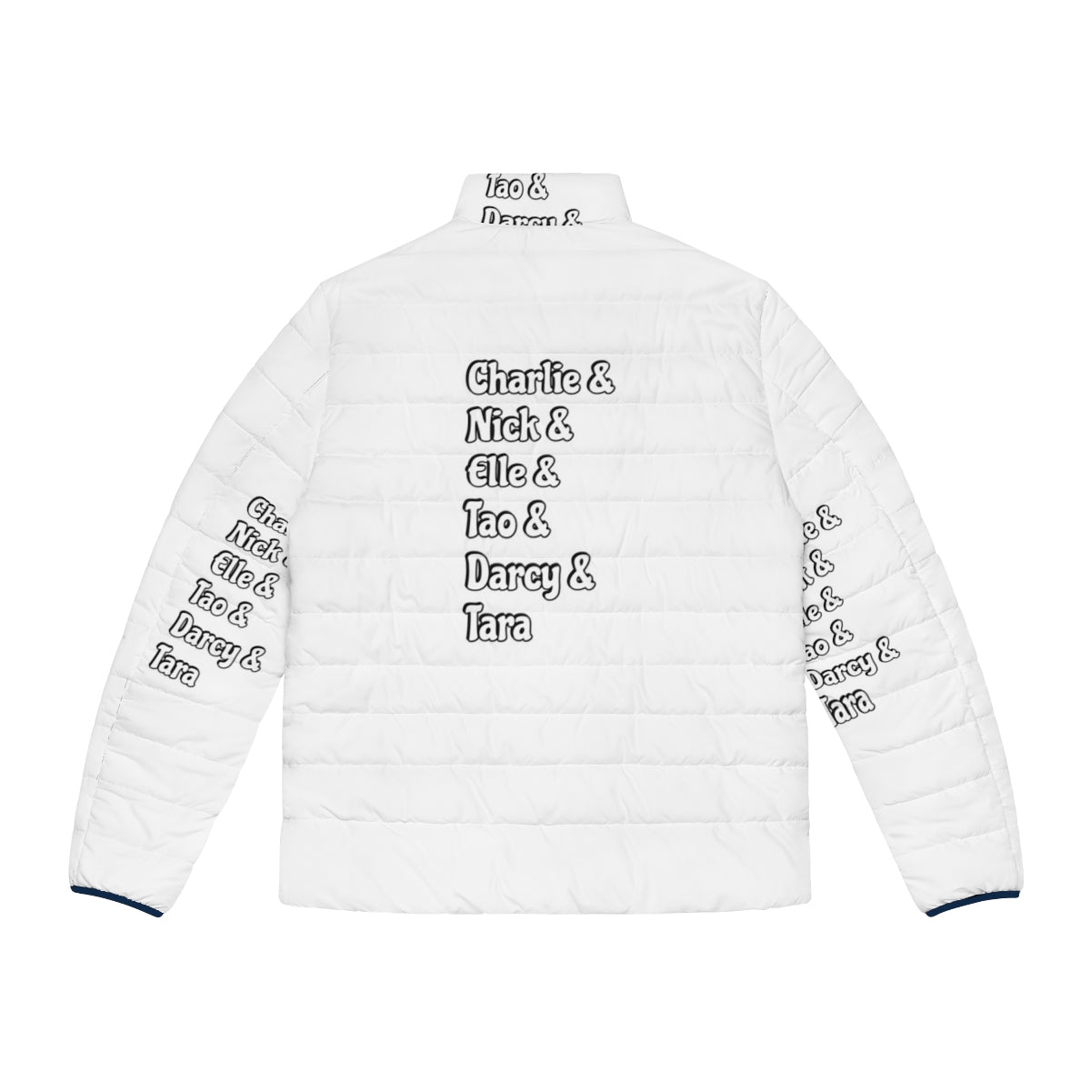 Heartstopper character names puffer jacket featuring fan favorite characters - Back