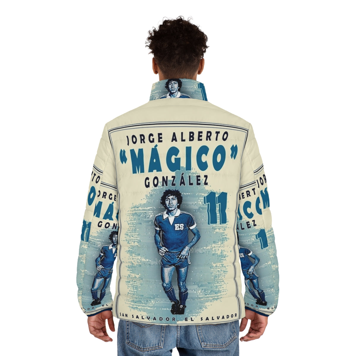 Jorge Alberto "Mágico" González Puffer Jacket, featuring the legend from Cádiz, Spain - men back