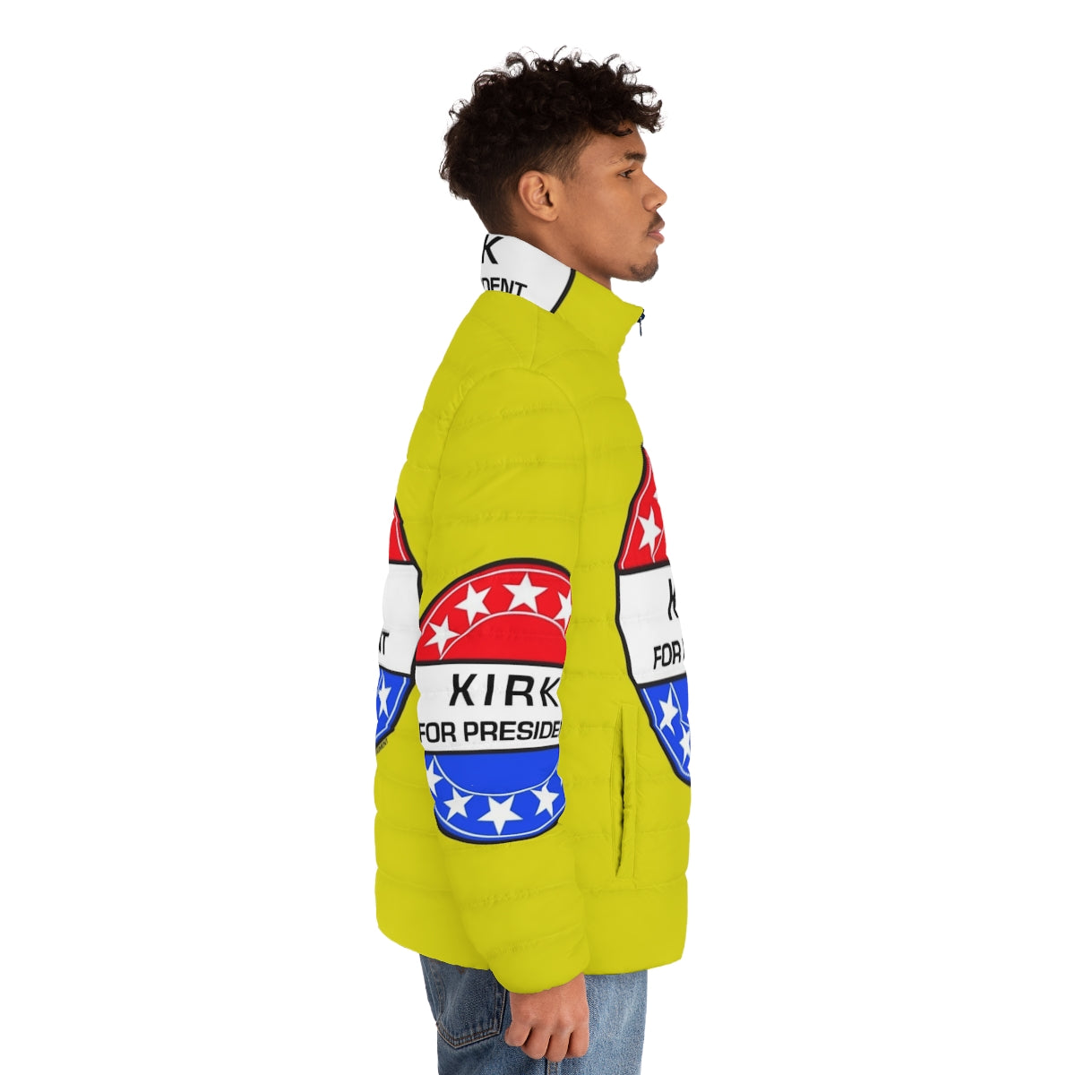 Kirk For President Puffer Jacket - Sci-Fi Inspired Fashion - men side right