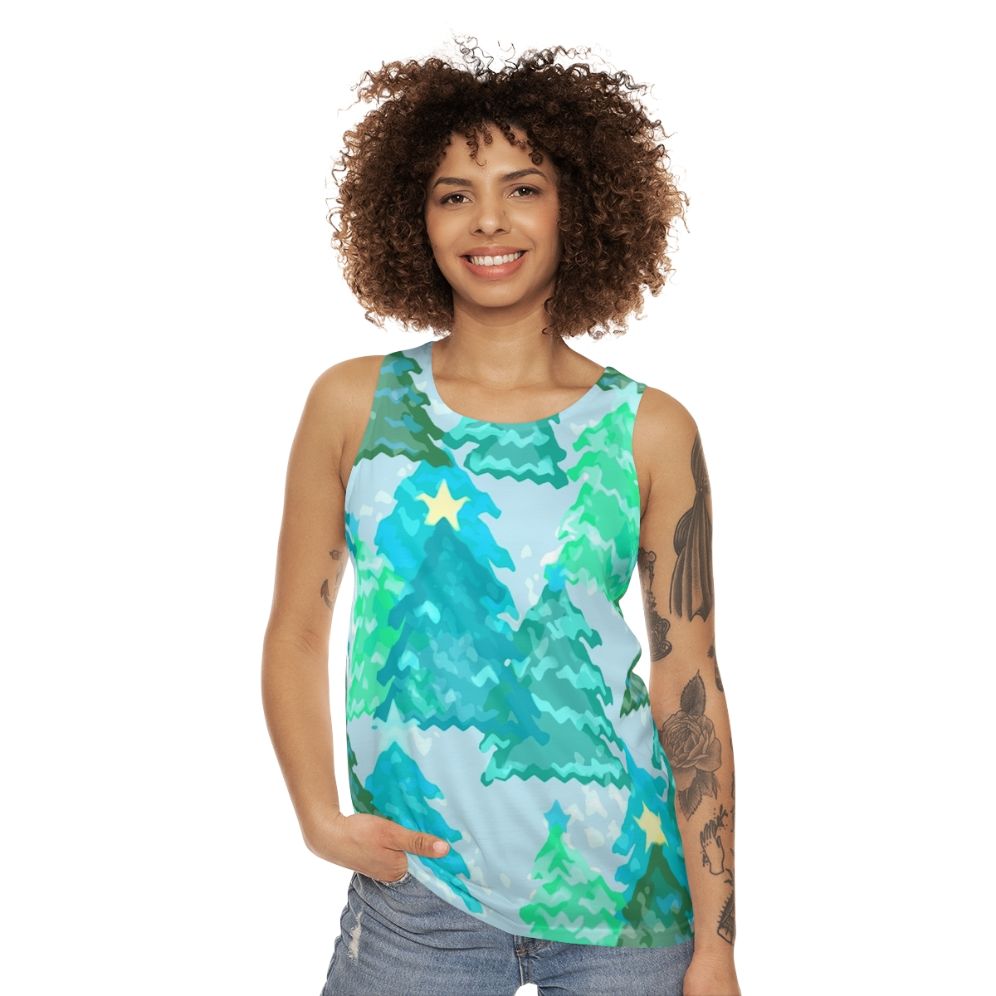 Wintergreen Christmas trees unisex tank top - women