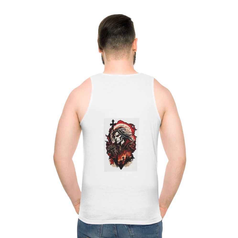 Dracula Castlevania horror gamer unisex tank top - men back