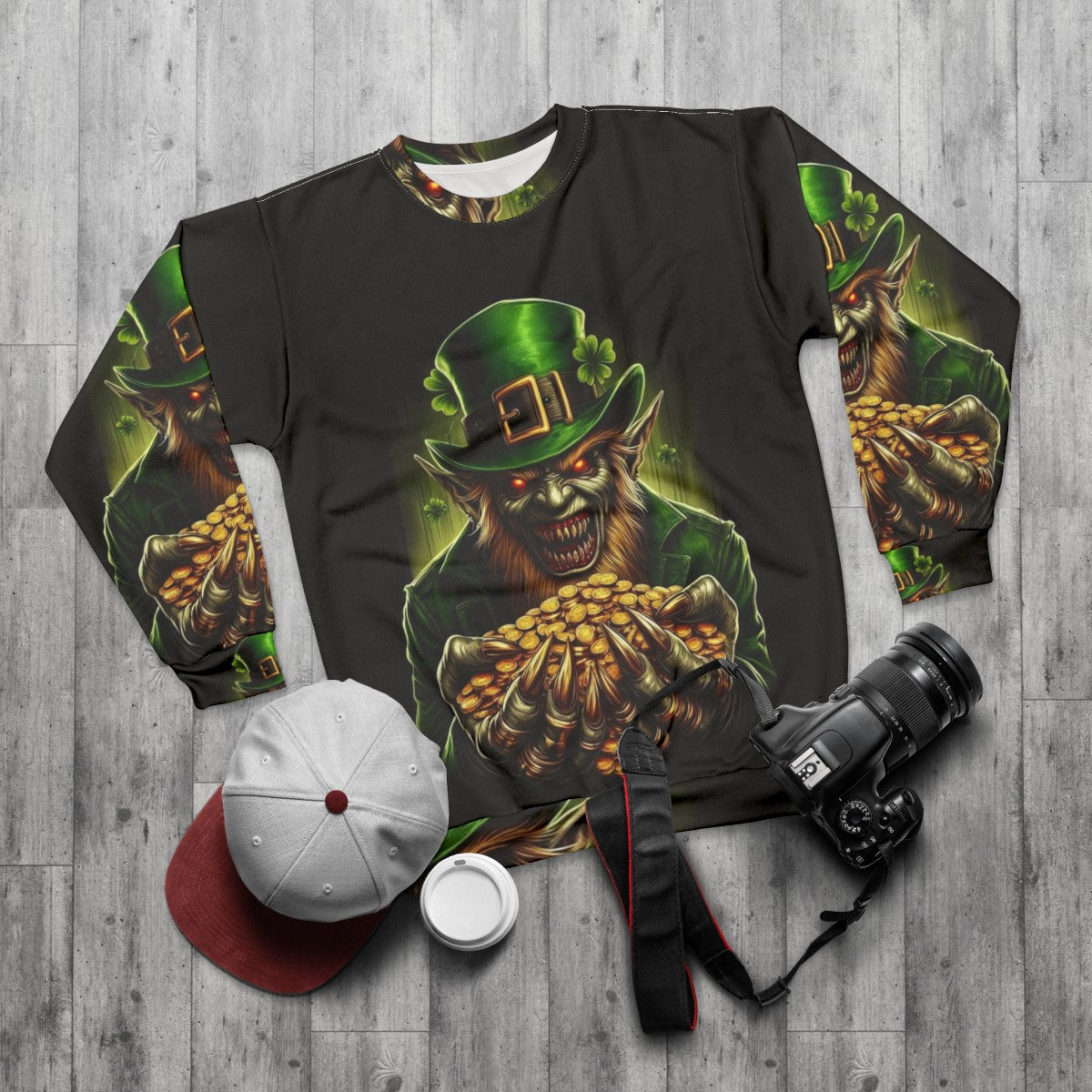 Irish Zombie Leprechaun Sweatshirt - flat lay