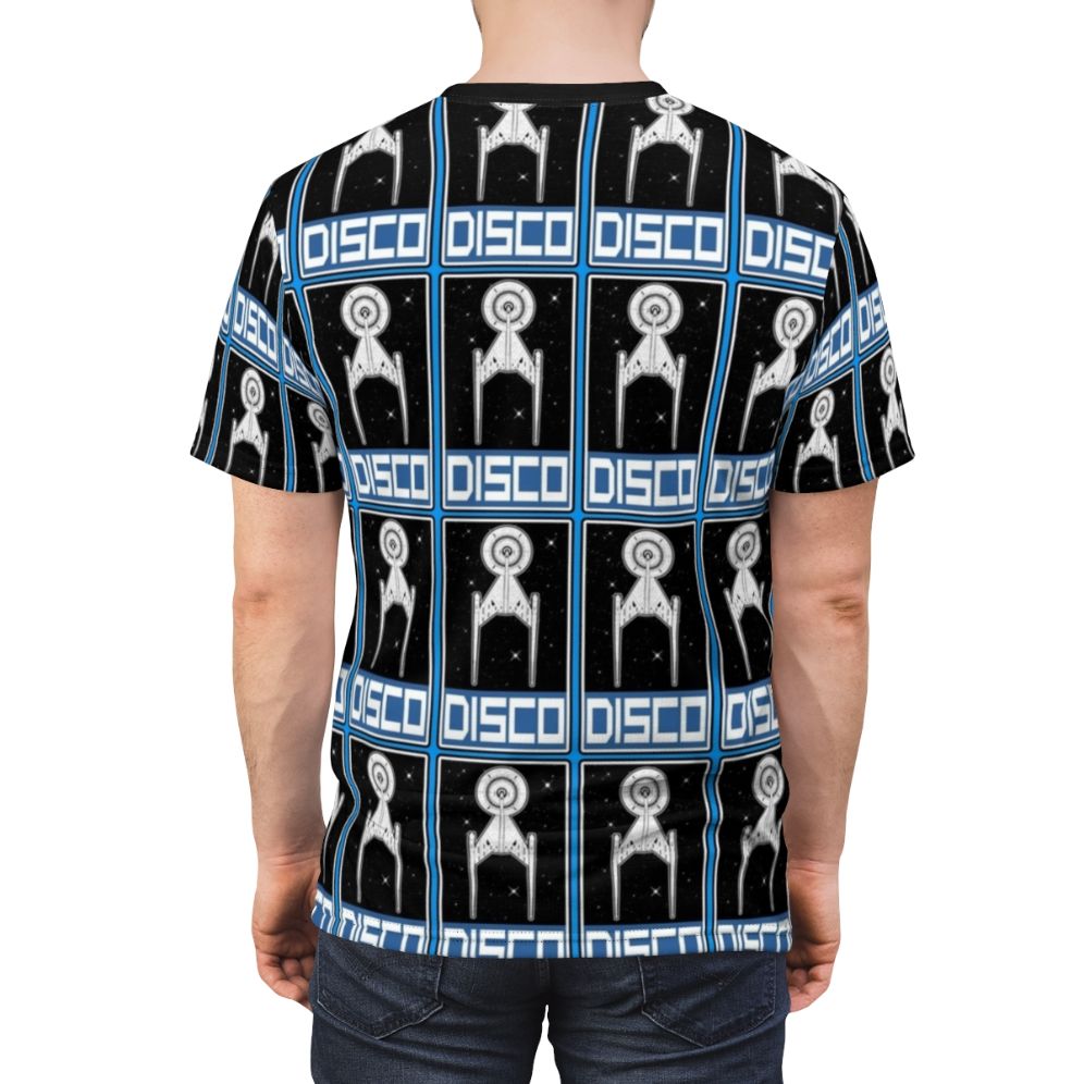 Retro Disco Blue Space Exploration T-shirt - men back