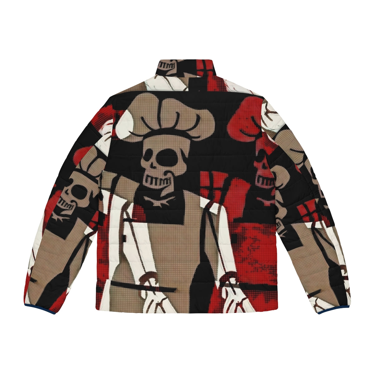 Skeleton Chef Puffer Jacket with Cooking Utensils - Back