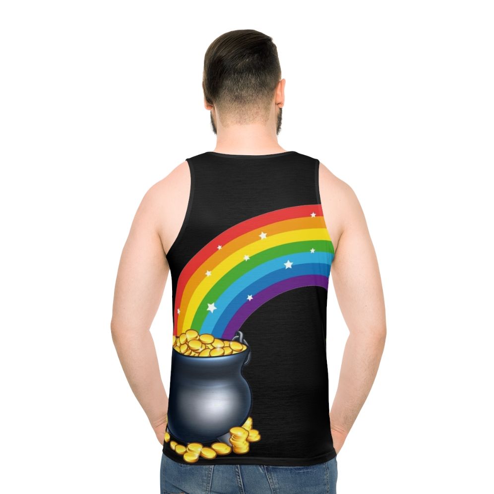 Unisex pot of gold at the end of the rainbow tank top - men back