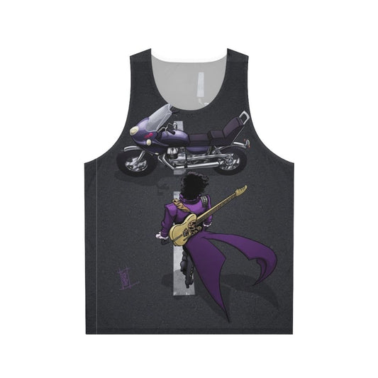 Retro purple funk motorcycle guitar unisex tank top