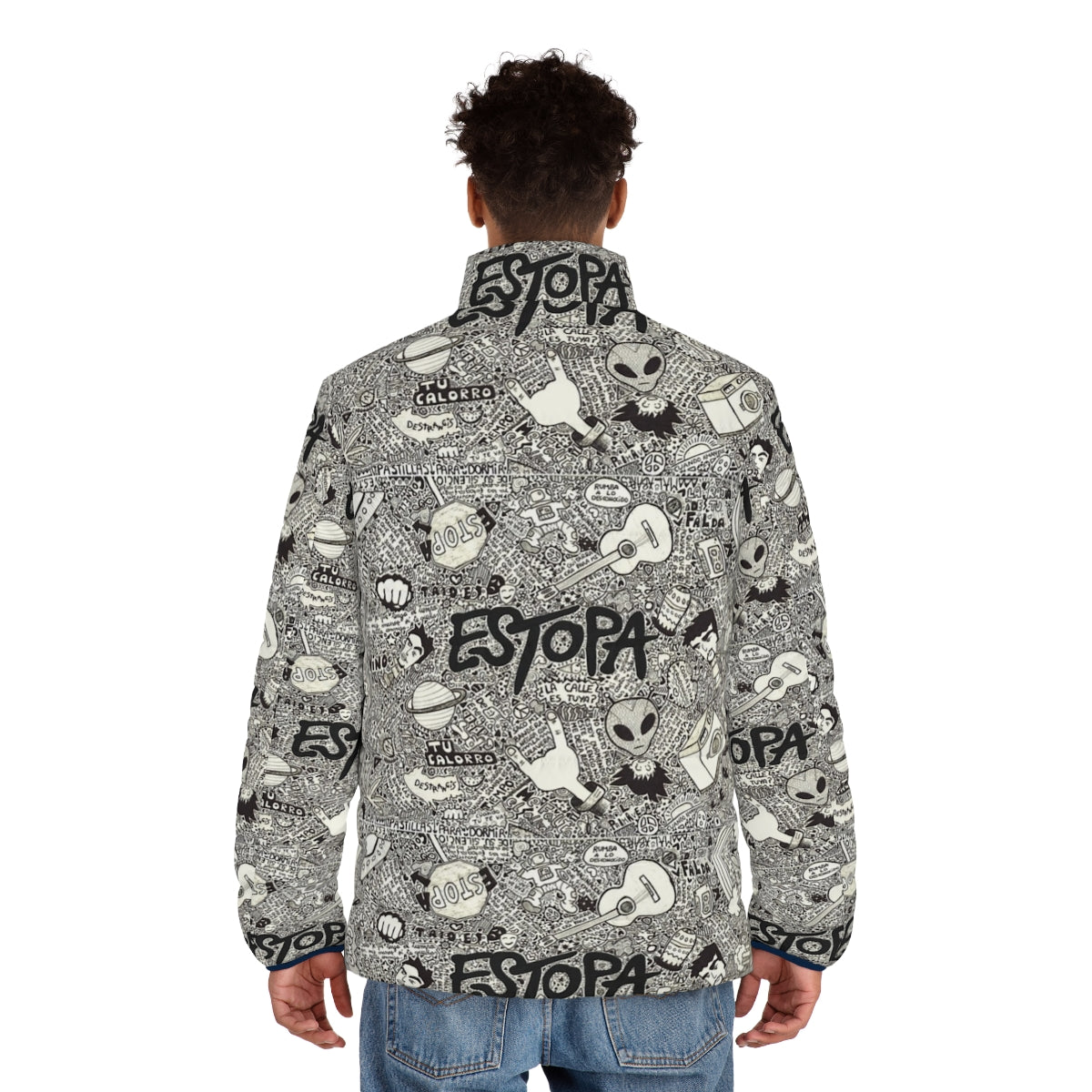 ESTOPA puffer jacket featuring the iconic Spanish band's logo and artwork - men back