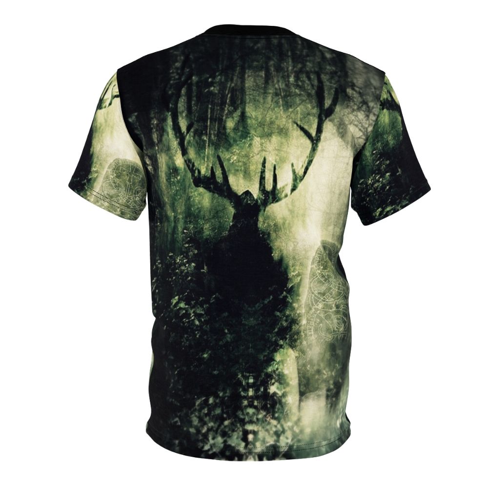 Artistic impression of the Green Man, a mythical figure from Celtic mythology, featured on a high-quality t-shirt. - Back