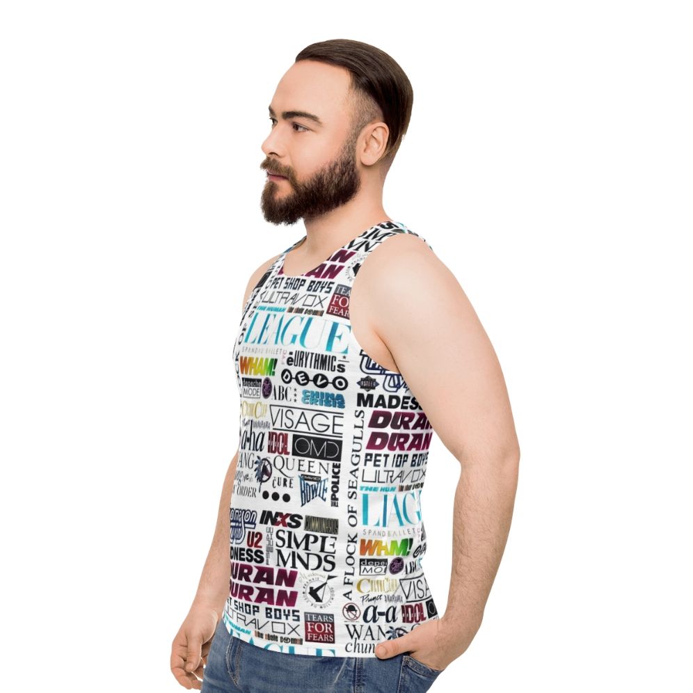 Retro 80s unisex tank top with music-inspired graphic - men side