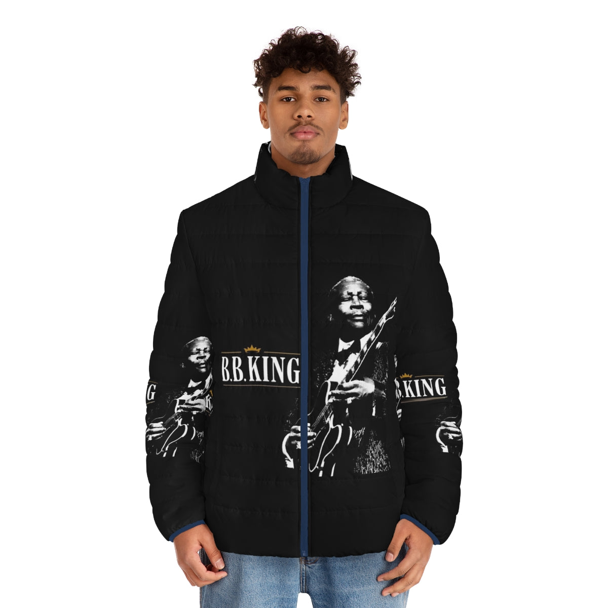 BB King inspired blues music puffer jacket - men front